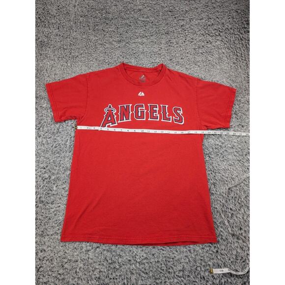 Anaheim Angels Shirt Men Medium Red Short Sleeve Majestic MLB Albert Pujols 5 - Picture 3 of 6